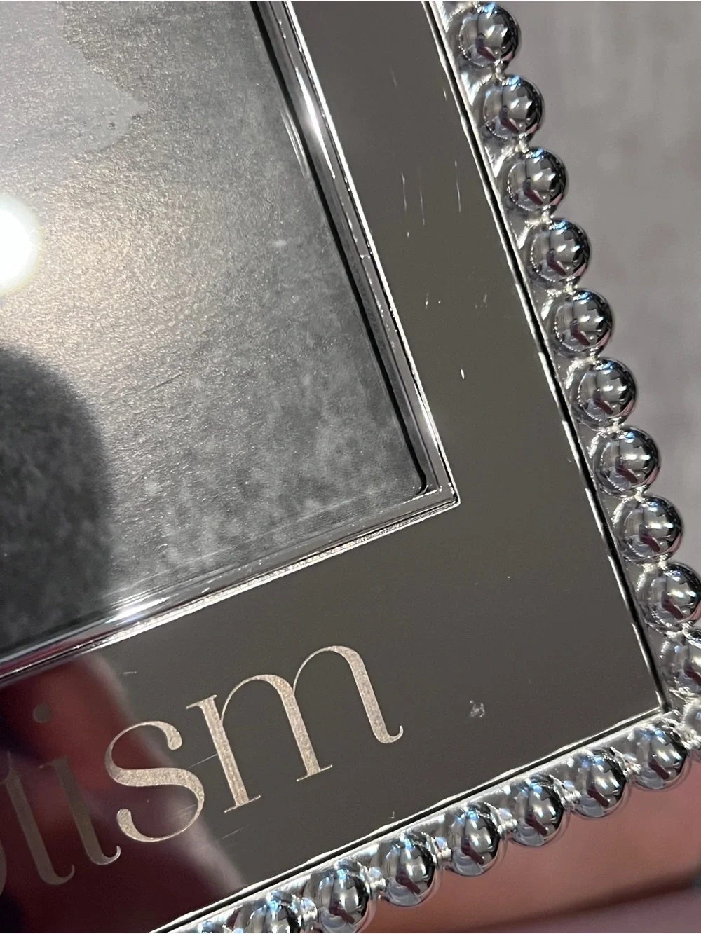 Caroline Collection by Roman Inc Silver Mirrored Baptism Frame Beaded Edge 4